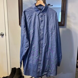 Lands’ End Supima No Iron Oxford Shirt 18.5-34 Blue